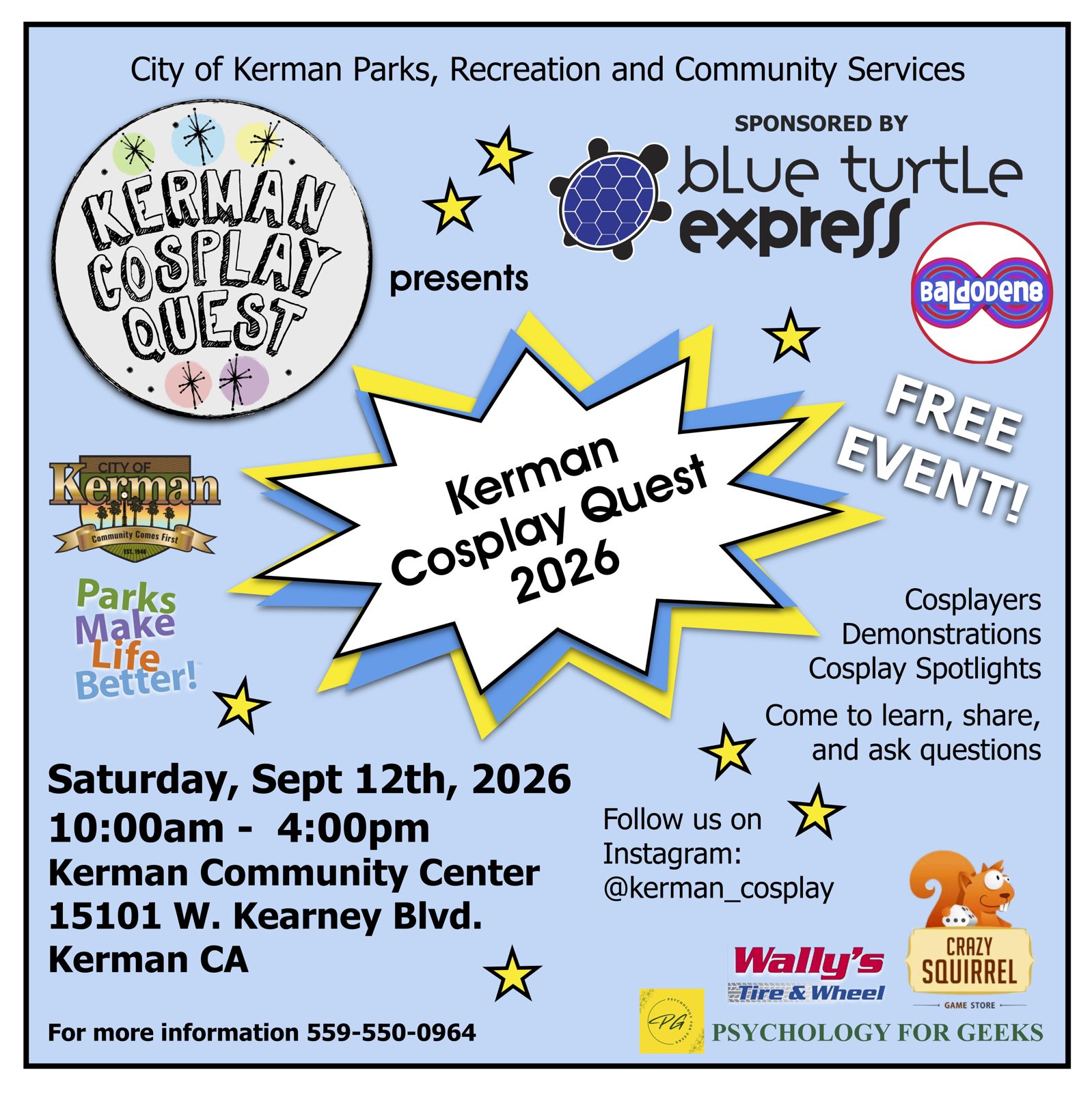 Kerman Cosplay Quest 2026 flyer